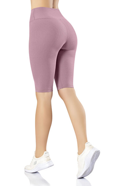 Zeta Group Women's High Waist Above Knee Ribbed Diver Model Leggings Single Plum - Plum - Ilc2.Kor-4J13B1-Mur