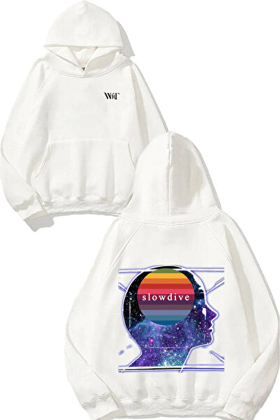 THEWERT Slowdive Classic 2 Дизайн С гръб с принт Бяла суитшърт с качулка