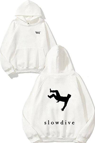 THEWERT Slowdive Falling Design Back Štampano Bela Sa kapuljačom majica