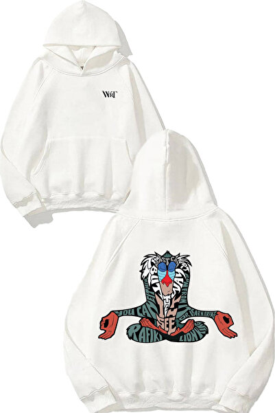 THEWERT سويت شيرت أبيض بقلنسوة مطبوع عليه تصميم Rafiki Lion King Quotes