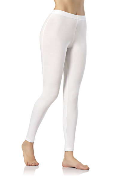 Sereia Women's Long Cotton Combed Leggings-Straight Style Single White Oversize - White - Sreiakor-Bja-B4000-Be