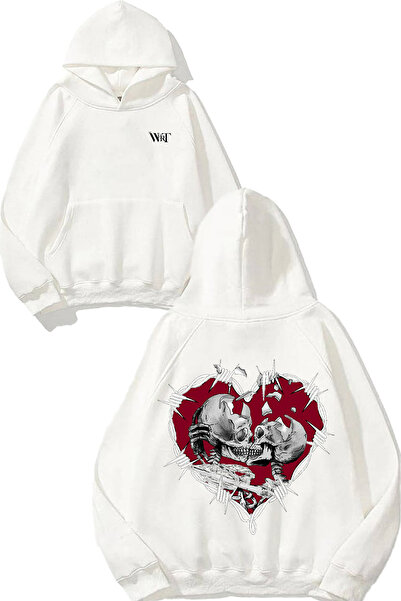 THEWERT Бяла суитшърт с качулка и печат на гърба от Spiky Love Design