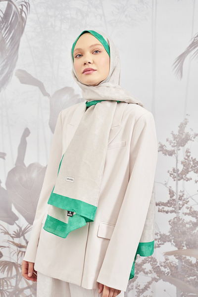 ARMANDA Dama desenli Monogram Şal - Taş-B