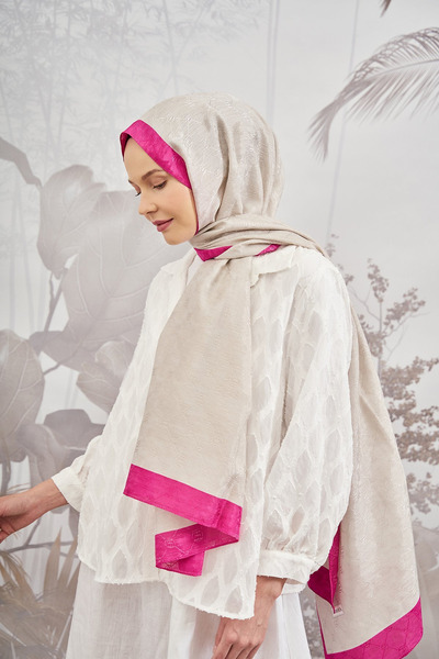 ARMANDA Zincir desenli Monogram Şal - Taş-Fuşya