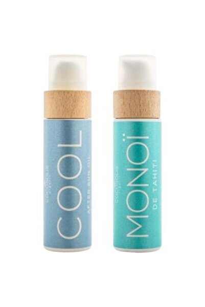 Cocosolis Monoi Body Tanning Oil Set and After Sun Oil with Free Transparent Bag by