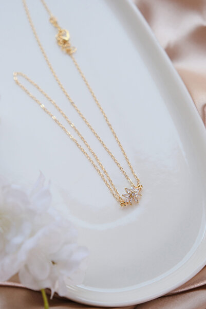 AURRARİ Gold Cicek Zirkon Taşlı Şahmeran