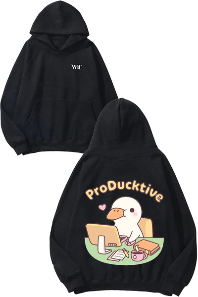 THEWERT Про Ducktive Design Суитшърт с качулка, с печат на гърба, черен