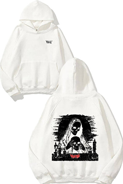 THEWERT Hanorac alb cu glugă pentru femei, cu design Metal Women's Candles