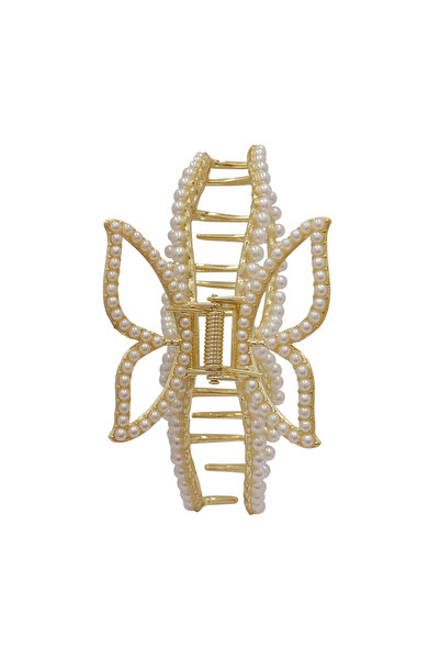 Tessero Clama pentru par eleganta, model in forma de fluture cu perle, metali...