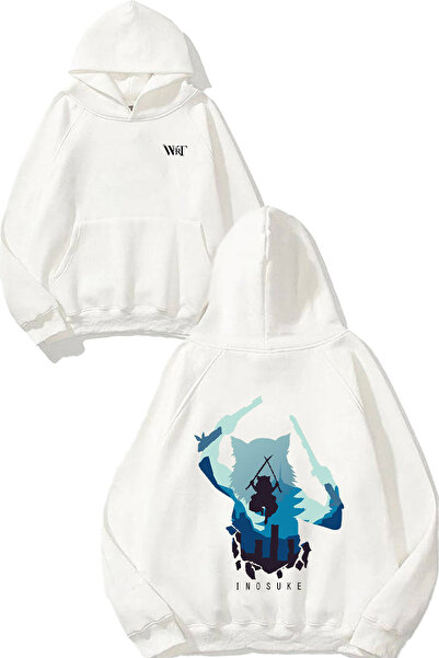 THEWERT Φούτερ με κουκούλα με στάμπα στο πίσω μέρος σε μπλε σχέδιο Inosuke