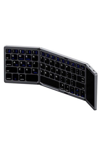 Prostyle Foldable Wireless Keyboard with Touchpad Rechargeable Dual Mode Bluetooth and USB Wired Por