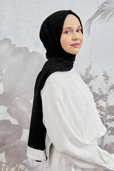 ARMANDA Dama desenli Monogram Şal - Siyah