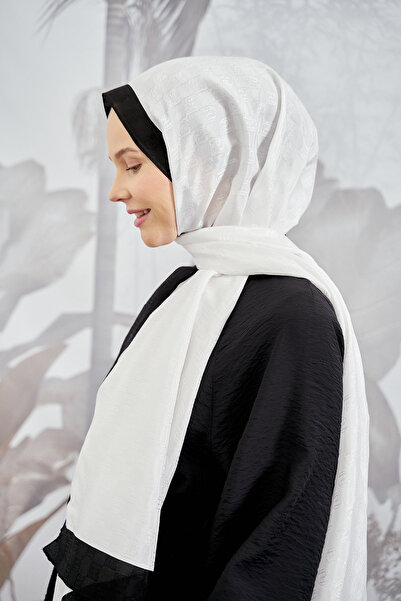 ARMANDA Dama desenli Monogram Şal - Kırık Beyaz