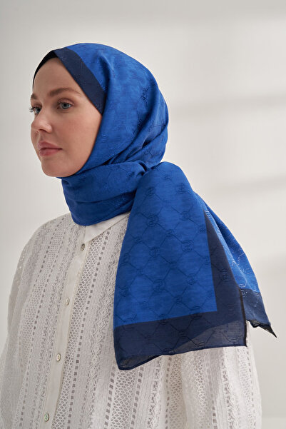 ARMANDA Zincir desenli Monogram Şal - Saks