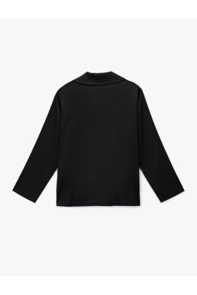 Koton Düğmeli Uzun Kollu Gömlek Yaka Pijama Üstü