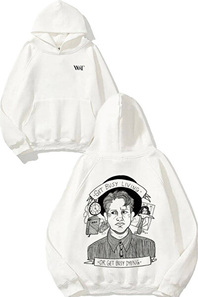 THEWERT Hanorac alb cu glugă cu imprimeu pe spate Andy Dufresne Design