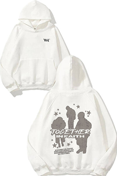 THEWERT Φούτερ με κουκούλα με στάμπα στην πλάτη, σχέδιο Together In Faith