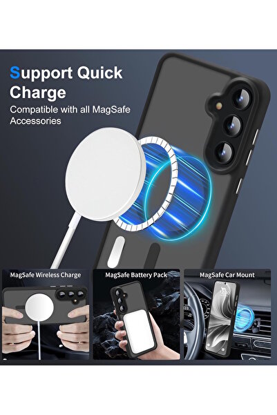 m.tk moveteck Samsung Galaxy S25 Fe Kılıf Kamera Çıkıntılı Magsafe Şarj Destekli Hassas Tuşlu Yumuşak Mat Kapak