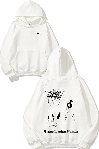 THEWERT Darkthrone Transylvanian Design Бяла суитшърт с качулка и печат на гърба
