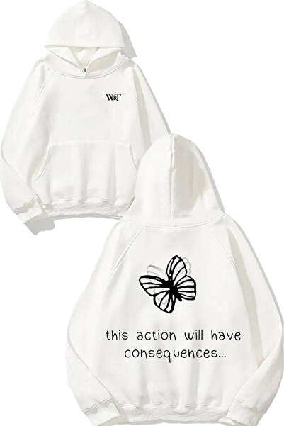 THEWERT Hanorac alb cu glugă cu imprimeu pe spate Life Is Strange 7 Design