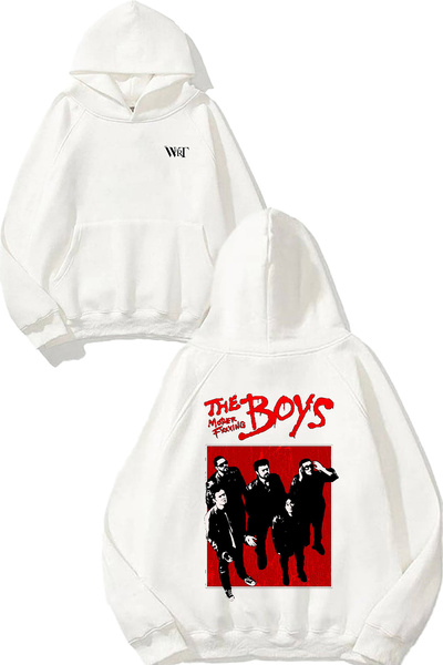 THEWERT Hanorac alb cu glugă cu imprimeu pe spate The Boys Design