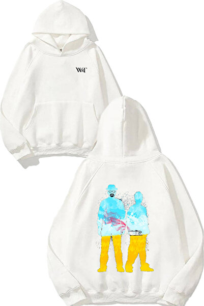 THEWERT Hanorac alb cu glugă cu imprimeu pe spate Respect The Chemistry Design