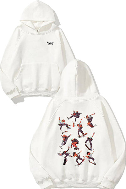 THEWERT Φούτερ με κουκούλα με στάμπα στην πλάτη με σχέδιο Skateboarding Moves