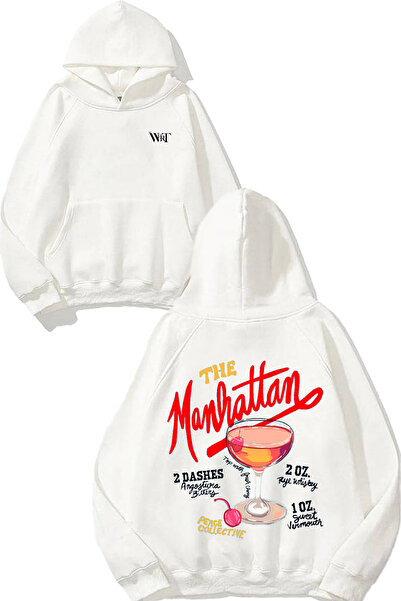 THEWERT Манхатън Дизайн Бяла суитшърт с качулка и печат на гърба