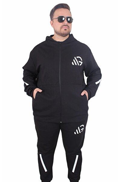 Starbattal Σετ αθλητικής φόρμας διπλής όψης μεγάλου μεγέθους M.G TK25611 ΜΑΥΡΟ