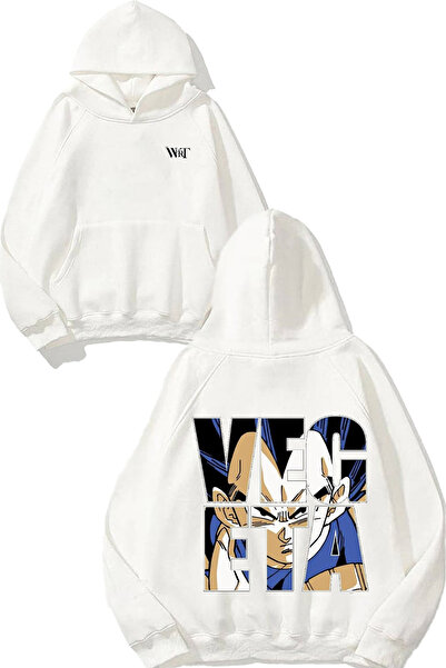 THEWERT Hanorac alb cu glugă cu imprimeu pe spate, cu design cu litere colora...