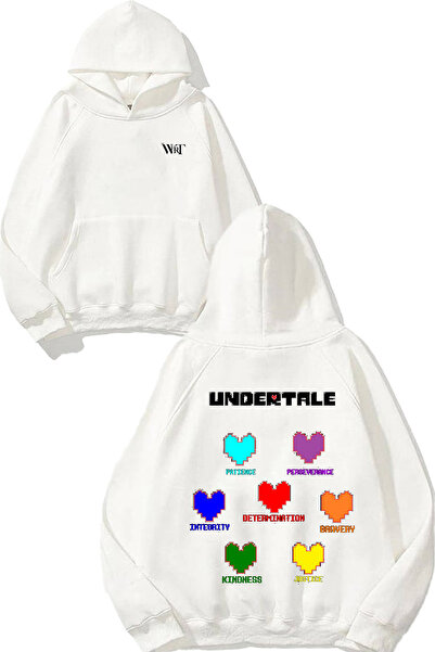 THEWERT Undertale Game 4 Design Hanorac alb cu glugă imprimat pe spate