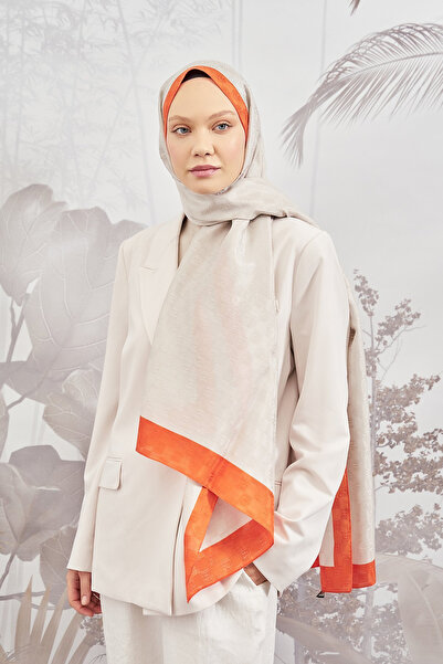 ARMANDA Dama desenli Monogram Şal - Taş-Orange