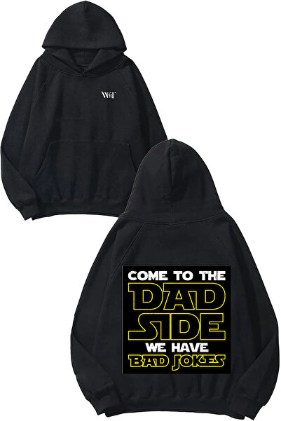 THEWERT Hanorac negru cu glugă cu imprimeu pe spate Funny Star Dad Wars Design