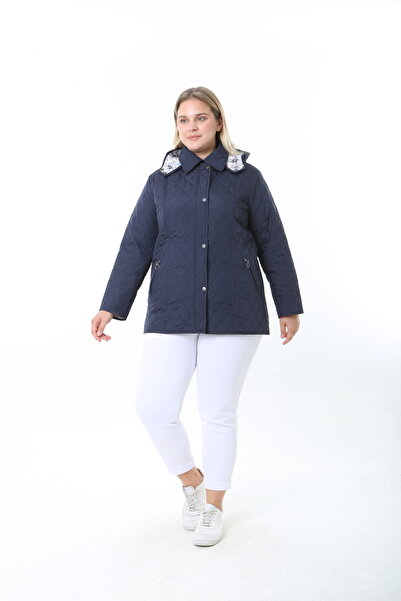 TUTveAL Collection Quilted Coat, Plus Size Coat, Spring Season, Plus Size Jacket, Hooded, Water Resistant Coat