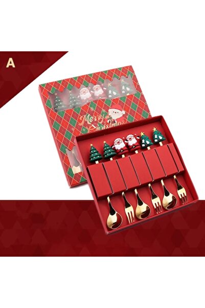 victiny Set de 6 tacâmuri de Crăciun cu mânere lungi în cutie cadou