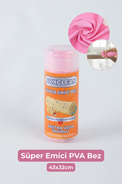 Nox Clean Pembe PVA Sünger Bez – Süper Emici, Tüy Bırakmaz, Çok Amaçlı Temizlik Bezi