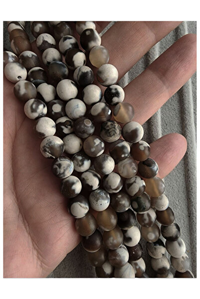 SESİKA HOBİ Оригинален естествен камък Агат Мат Кафе Бежов 8 мм 1 комплект