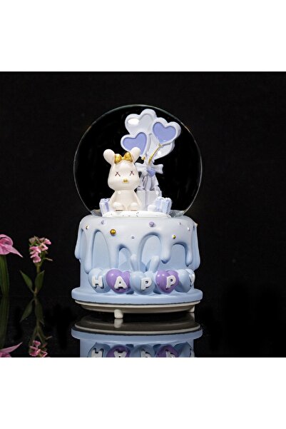 Livava Tavşanlı Büyük Boy Kar Küresi Işıklı, Müzikli, Püskürtmeli, Mavi, 16X12