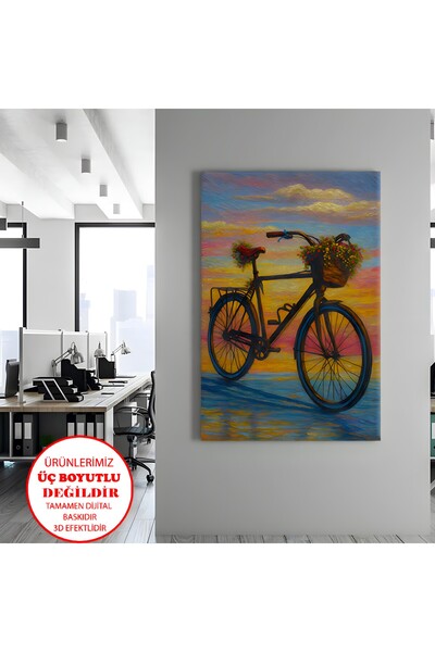 Harikabirev Canvas-Wall-Living Room Painting Oil Painting Flowered Bicycle | ...