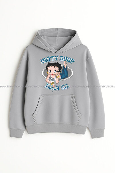 LG LAGULER Betty Boom με τύπωμα με κουκούλα τσέπες oversized Γυναικεία φούτερ...