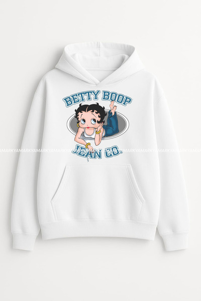 LG LAGULER هودي نسائي من Betty Boom مطبوع عليه جيوب كبير الحجم للخريف/الشتاء ...