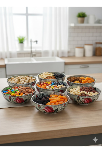 WareHause0 6'lı Çerezlik ve Kahvaltılık Tabak Dekoratif Sunum Tepsi Paslanmaz...