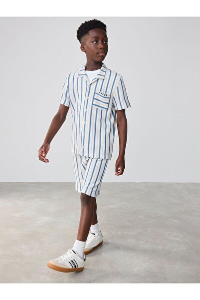 Colorstories Premium Regular Fit Textured Blue Striped 3-Piece Suit