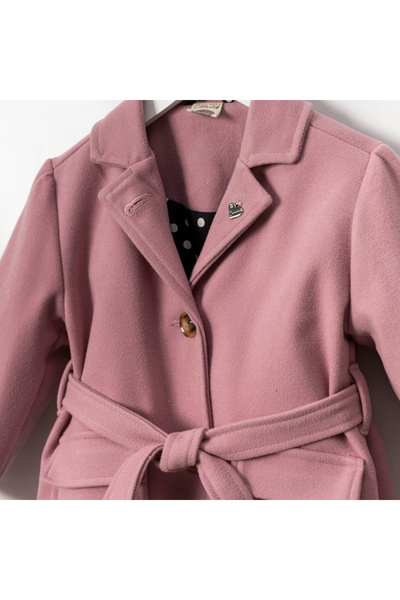 Öztürkpartievi Pudra Pink Girl's Coat with Hat