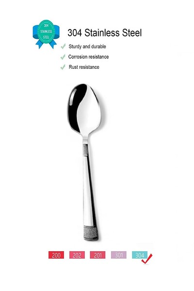 Nehir Dila Tea Spoon - Set of 6 Tea Spoons 18/10 Stainless Steel
