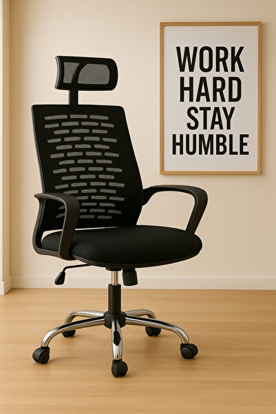 Fabrika Fileli Yönetici Makam Koltuğu- Siyah Başlıklı Büro Ofis Müdür Koltuğu...