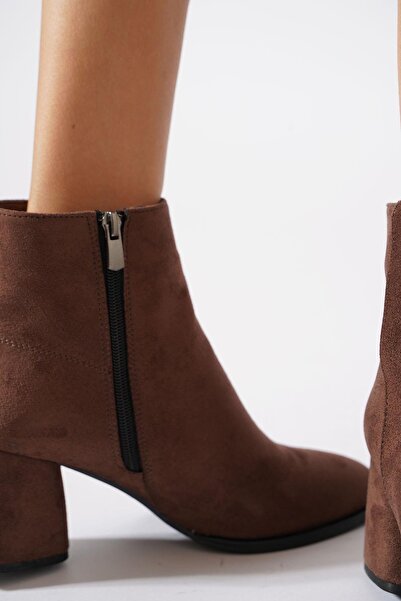 Moda Pie Sery Alçak Ökçe Kadın Topuklu Bot Kahve Süet