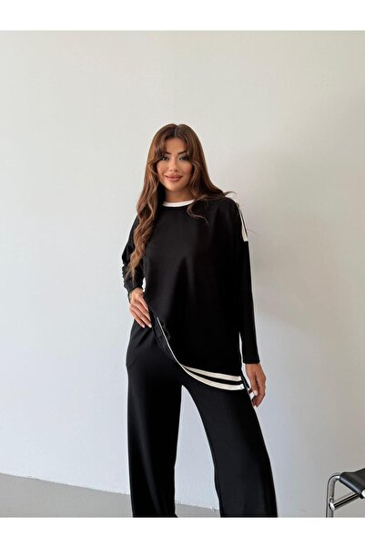 QİMYA BUTİK Set de două piese pentru femei BUKETLİ, cu detaliu pe umeri