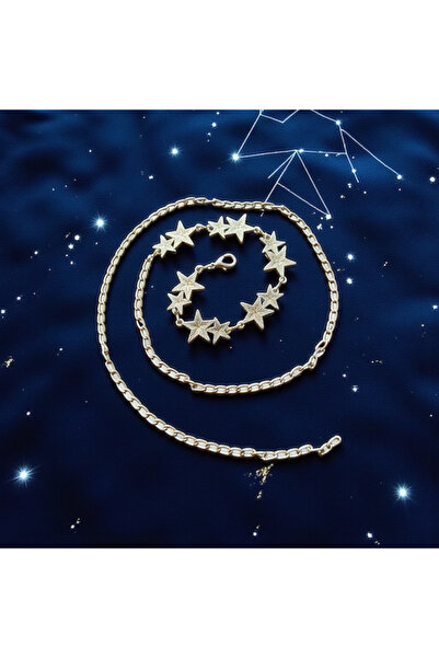 Gözde Mağazacılık Curea de damă aurie cu accesorii Double Star
