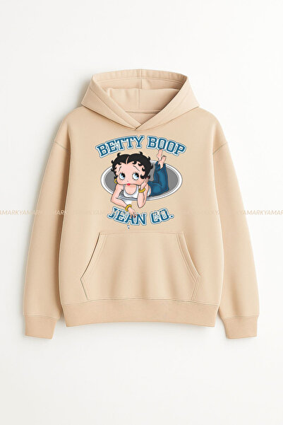 LG LAGULER هودي نسائي من Betty Boom مطبوع عليه جيوب كبير الحجم للخريف/الشتاء ...